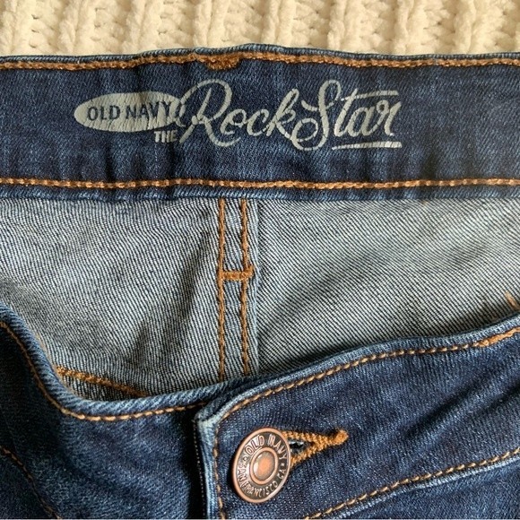 Women's Old Navy Rockstar Super Skinny Denim Jeans Mid Rise, 14 Dark Wash - Picture 2 of 8